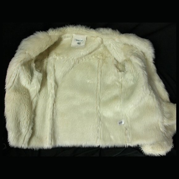 Coldwater Creek Ivory Faux Suede Shearling Fur Lined Sherpa Coat Whipstitch - Lg - Picture 9 of 11